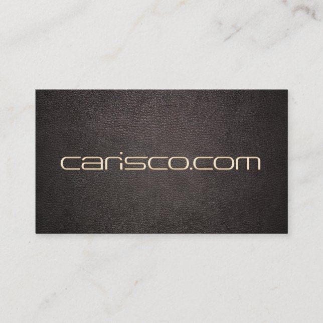 Gold Text Dark Leather Fine Handmade Accessories Business Card (Front)