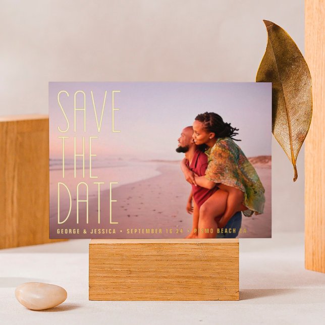 Gold Text Editable Two Multi Photo SAVE THE DATE (Creator Uploaded)