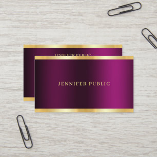Gold Text Elegant Purple Template Professional Business Card