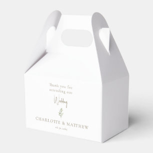 Gold Text Foliage Personalised Names Wedding Favour Box