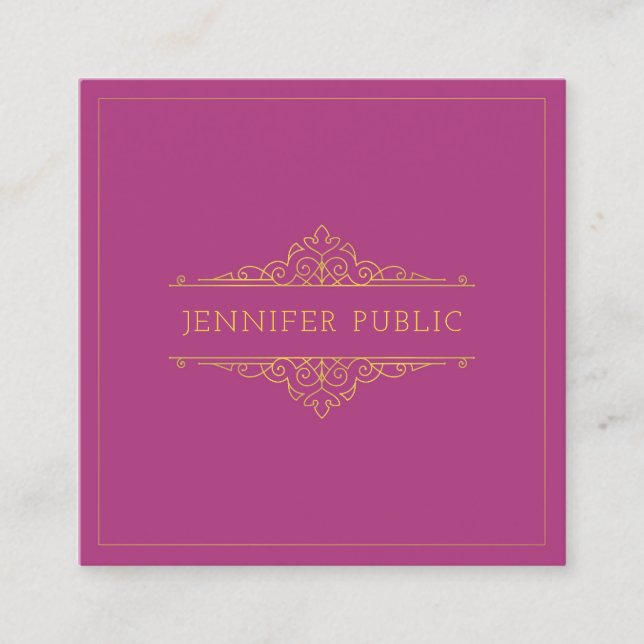 Gold Text Frame Elegant Professional Template Square Business Card (Front)