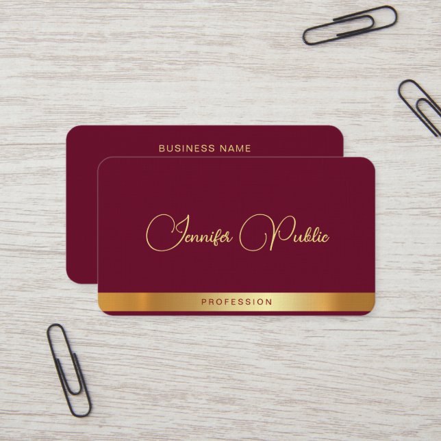 Gold Text Handwritten Name Luxury Premium Linen Business Card (Front/Back In Situ)