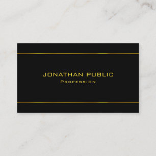 Gold Text Modern Elegant Black Professional Trendy Business Card