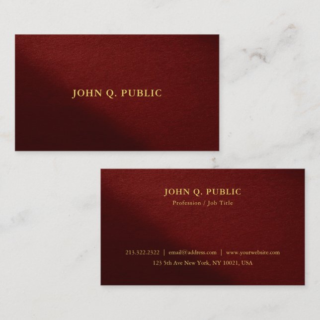 Gold Text Modern Elegant Professional Luxury Business Card (Front/Back)
