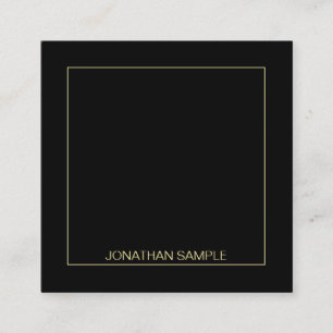 Gold Text Name Elegant Black Template Modern Square Business Card