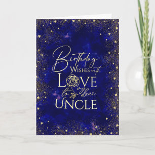 Gold Text Night Sky Birthday Uncle Photo Card