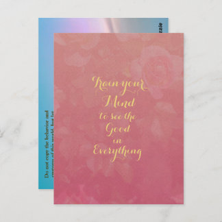 Gold Text Positive Quote See Good In Everything Postcard