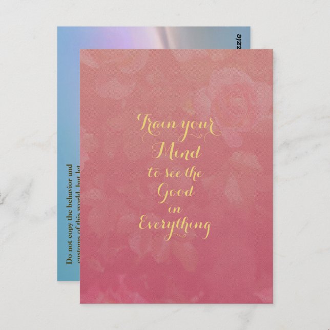 Gold Text Positive Quote See Good In Everything Postcard (Front/Back)