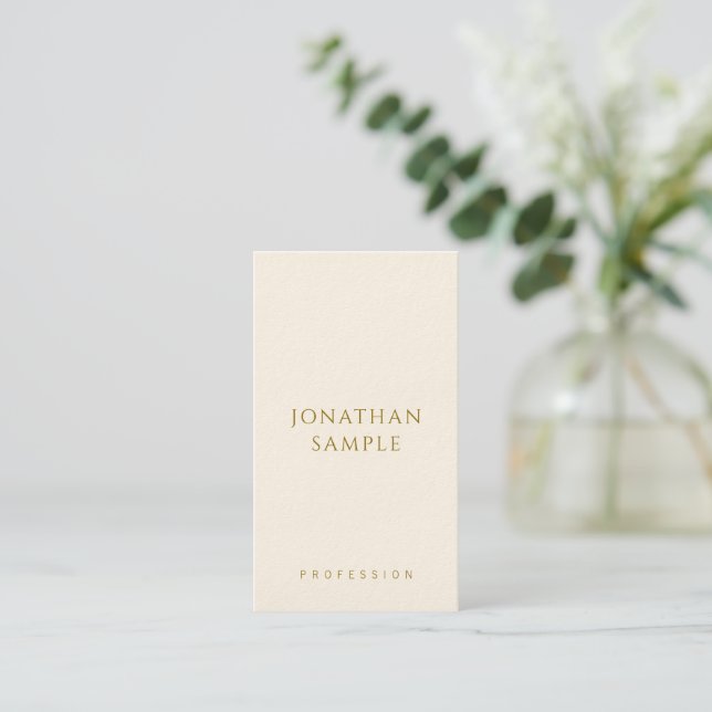 Gold Text Template Modern Professional Vertical Business Card (Standing Front)
