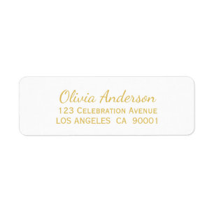 Gold Text Wedding Return Address Label