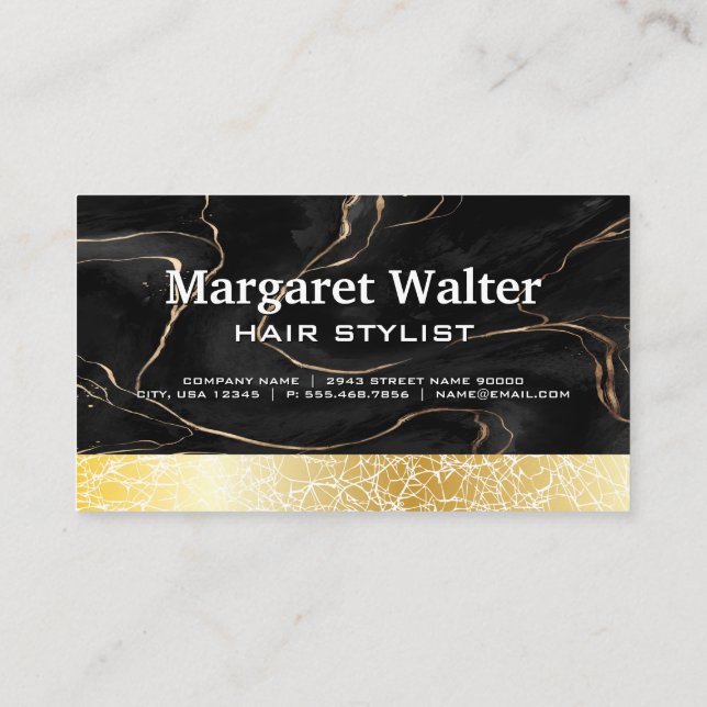 Gold Texture | Black Ink Paint Background Business Card (Back)