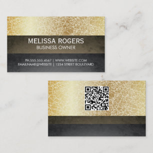 Gold Texture Colour Blocks QR Code Business Card