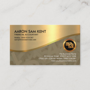 Gold Texture Gold Wave Numbers Finance Accountant Business Card