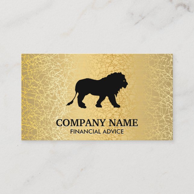 Gold Texture Metallic / Lion Icon Business Card (Front)