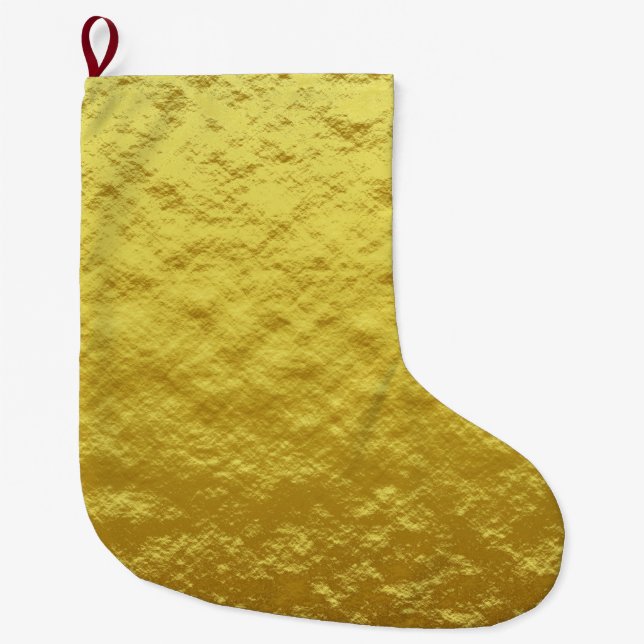 Gold Texture Pattern (Luxurious Golden Glow) Large Christmas Stocking (Front)
