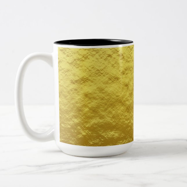 Gold Texture Pattern (Luxurious Golden Glow) Two-Tone Coffee Mug (Left)