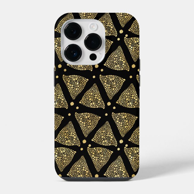Gold Texture Triangles Modern Pattern iPhone Case (Back)