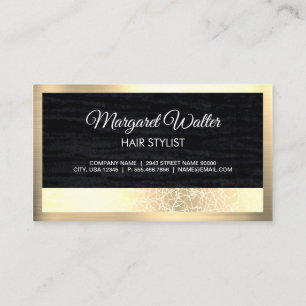 Gold Texture   Velvet Black with Monogram Business Business Card