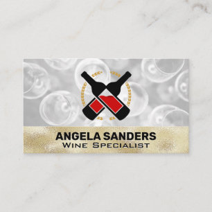 Gold Texture Wine Bottles  Business Card