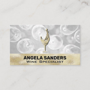Gold Texture Wine Glasses Business Card