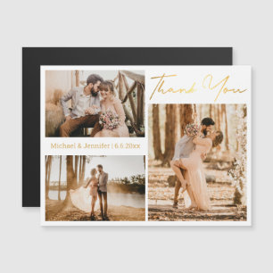 gold thank you 3 photos collage wedding magnet