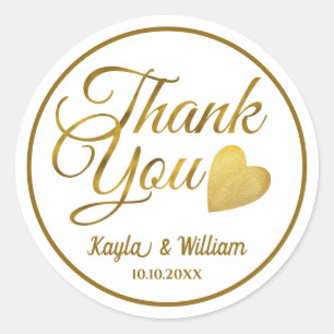 Gold Thank You Bride And Groom Classic Round Sticker