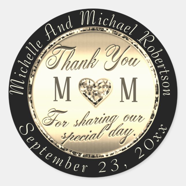 Gold Thank You Classic Round Sticker (Front)