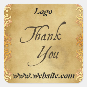 Gold Thank You Custom Business Logo Sticker