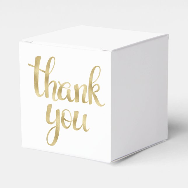 Gold thank you favour boxes, foil font favour box (Front Side)