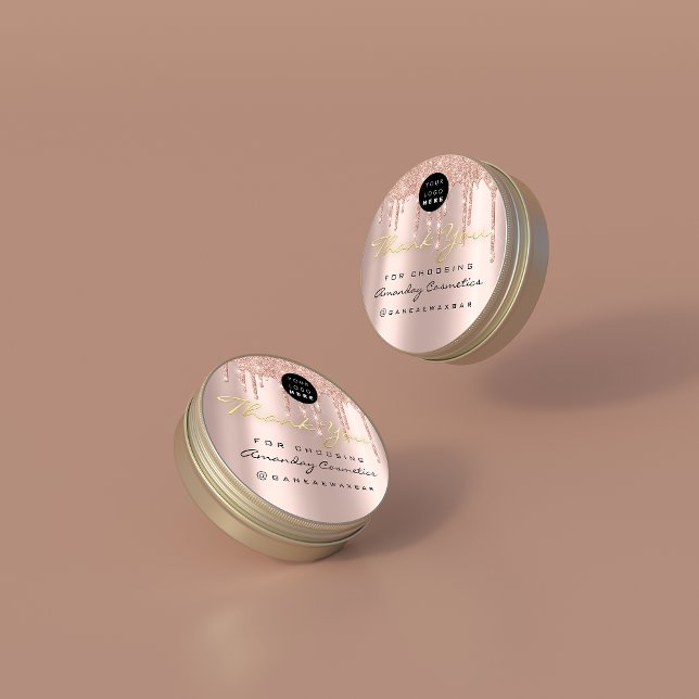 Gold Thank You For Choosing Logo Rose Drips Classic Round Sticker (Creator Uploaded)