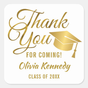 Gold Thank You For Coming Graduation Party Square Sticker
