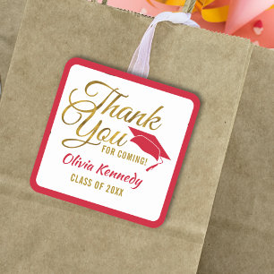 Gold Thank You For Coming Red Grad Party 2026   Square Sticker