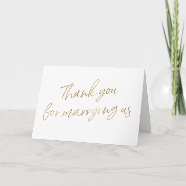 Gold "Thank you for marrying us" Thank You Card (Front)