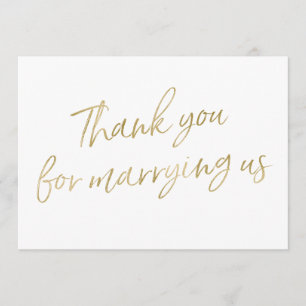 Gold "Thank you for marrying us" Thank You Card