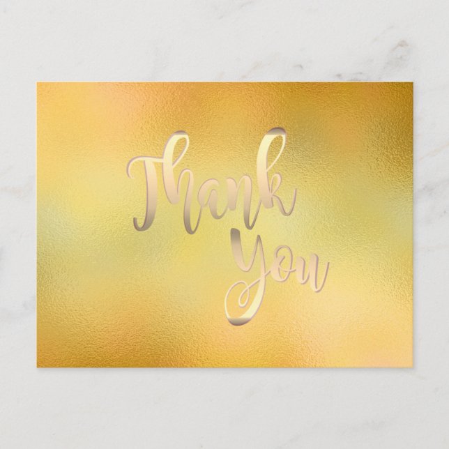 Gold Thank You  Glass Glitter Clean Postcard (Front)