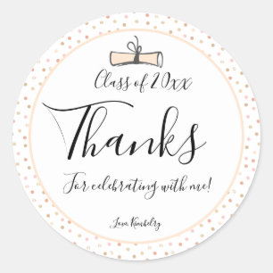 Gold Thank You Graduation Classic Round Sticker