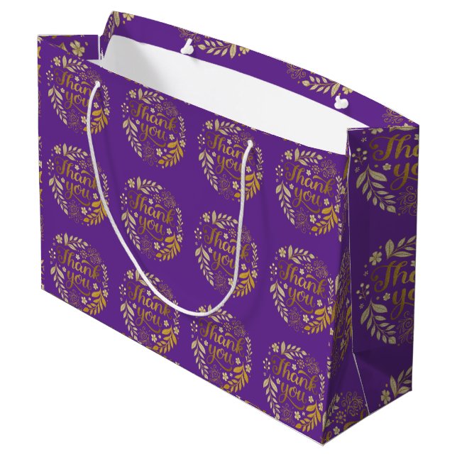 gold thank you  large gift bag (Back Angled)