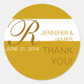 Gold Thank You Monogram Wedding Stickers
