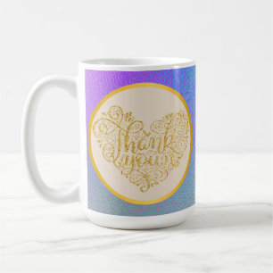 Gold Thank You Pink Purple Blue Glitter background Coffee Mug
