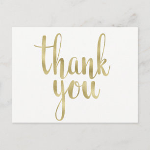 Gold thank you postcards, foil postcard