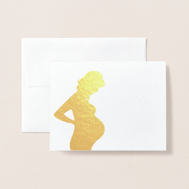 Gold Thank You Pregnant Woman Elegant Baby Bump Foil Card (Front With Envelope)