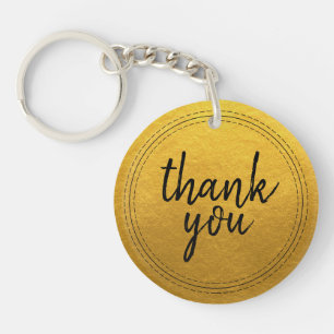 Gold Thank You Script Favour Key Ring