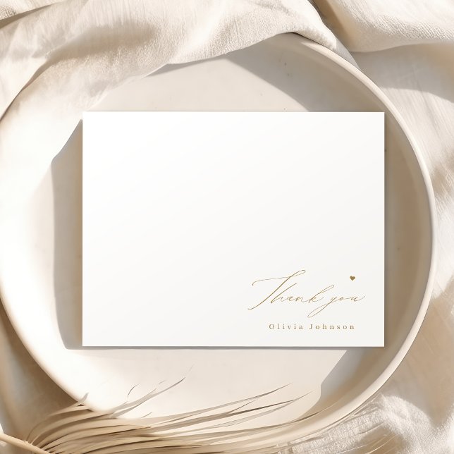 Gold thank you script personalised Stationery Card (Gold thank you script personalized Stationery Note Card)