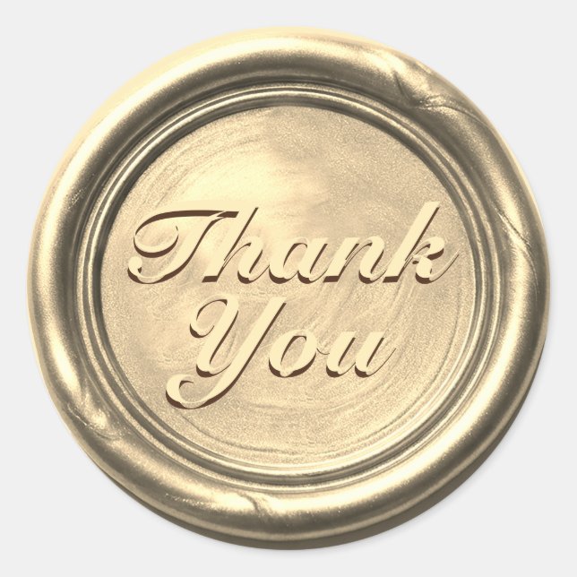 Gold Thank You Wax Seal Sticker – Elegant Vintage  (Front)