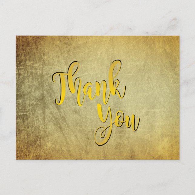 Gold Thank You Wedding Vintage Classic Postcard (Front)