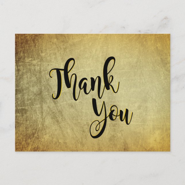 Gold Thank You Wedding Vintage Classic Postcard (Front)