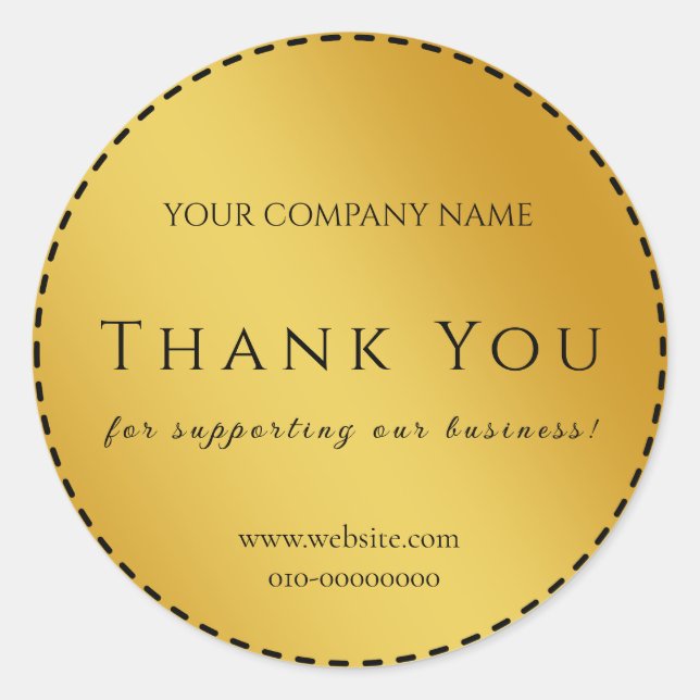 Gold Thank You Welcome Congratulations Classic Round Sticker (Front)