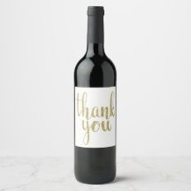 Gold thank you wine labels, glitter