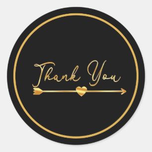 Gold Thank You With Arrow Circle Sticker