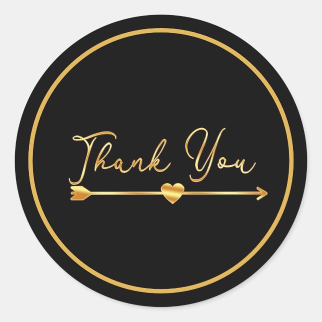 Gold Thank You With Arrow Circle Sticker (Front)